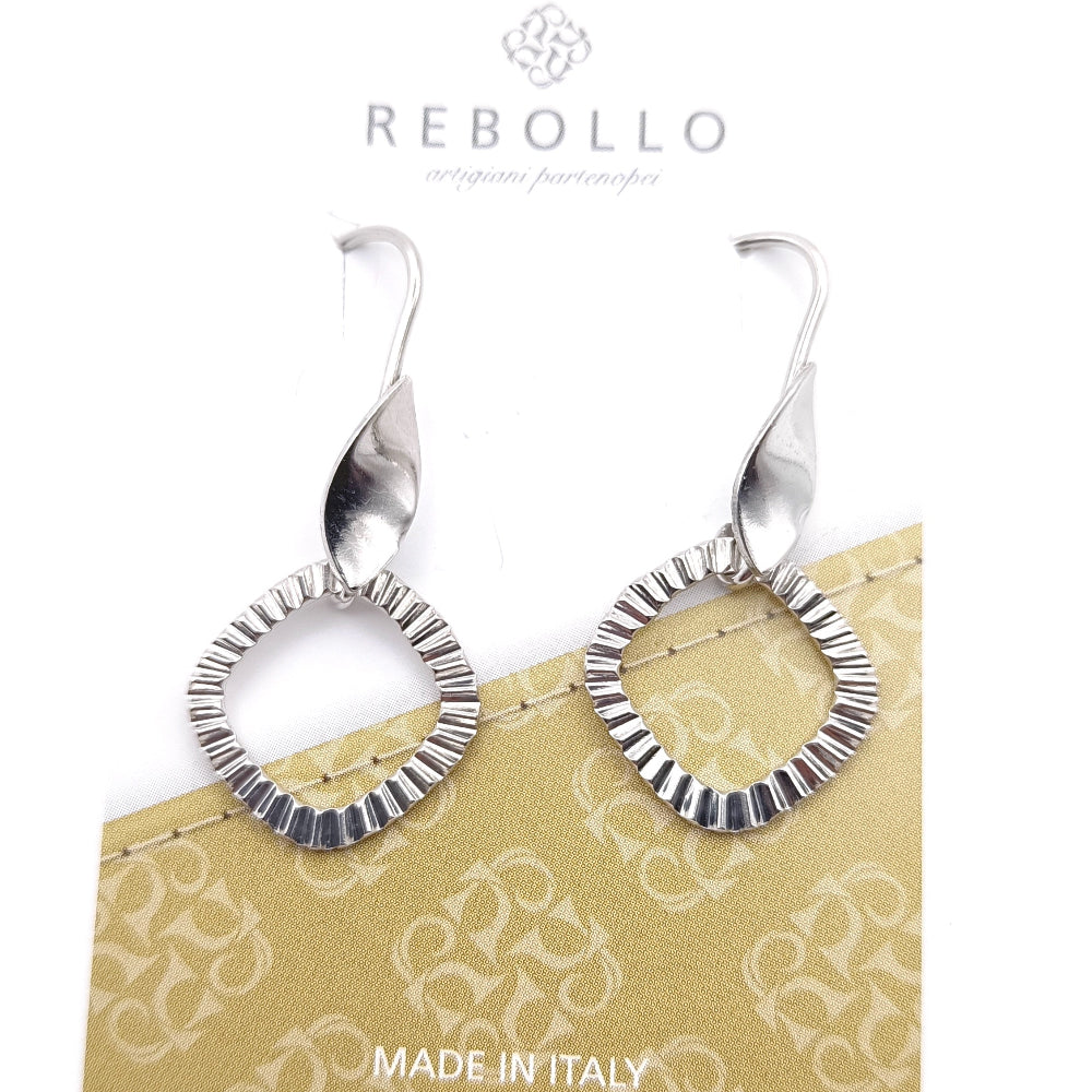 Orecchini Pendenti Argento 925 con Cerchi Martellati by ungioielloperte