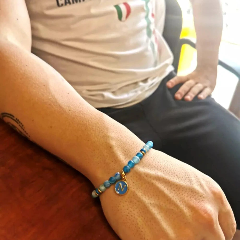 Bracciale Forza Napoli con perline azzurre campione d'Italia - ungioielloperte