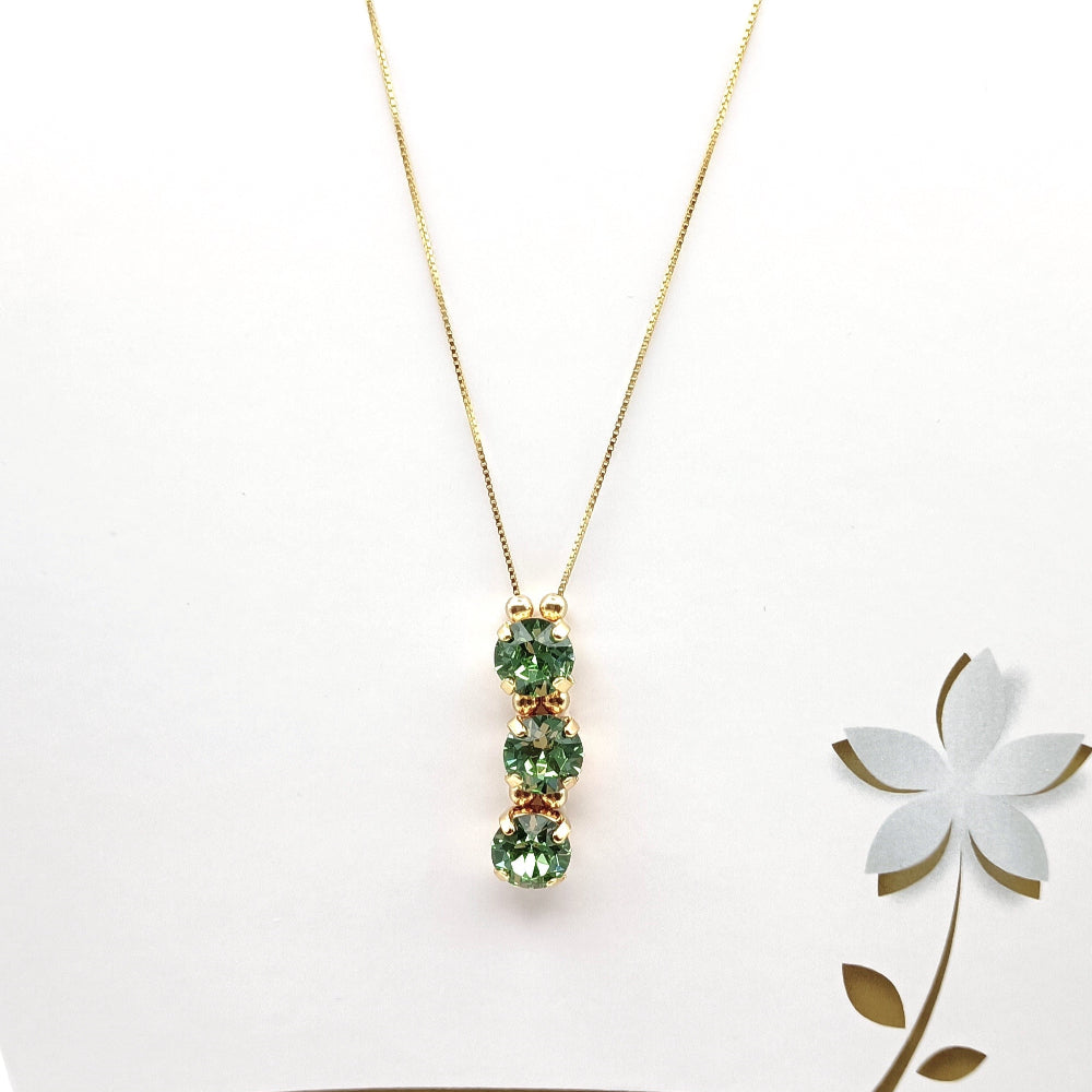 Collana con pendente verticale a 3 cristalli Swarovski - ungioielloperte