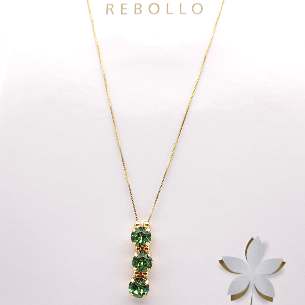 Collana dorata con pendente verticale a 3 cristalli Swarovski - ungioielloperte
