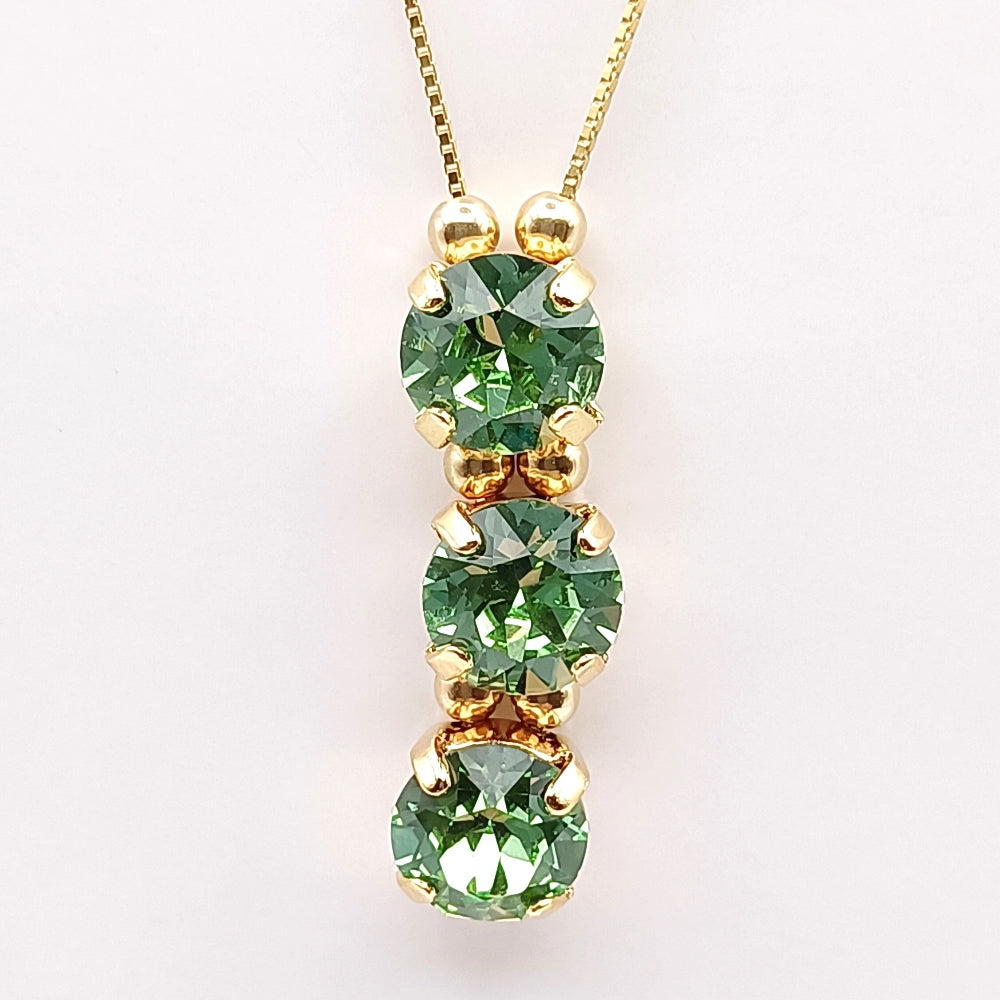 Collana con tre cristalli Swarovski verdi - ungioielloperte