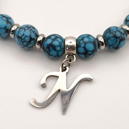 Bracciale Forza Napoli con perle azzurre e lettera N by ungioielloperte
