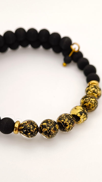Bracciale  Unisex in vetro di murano e lava sintetizzata particolare