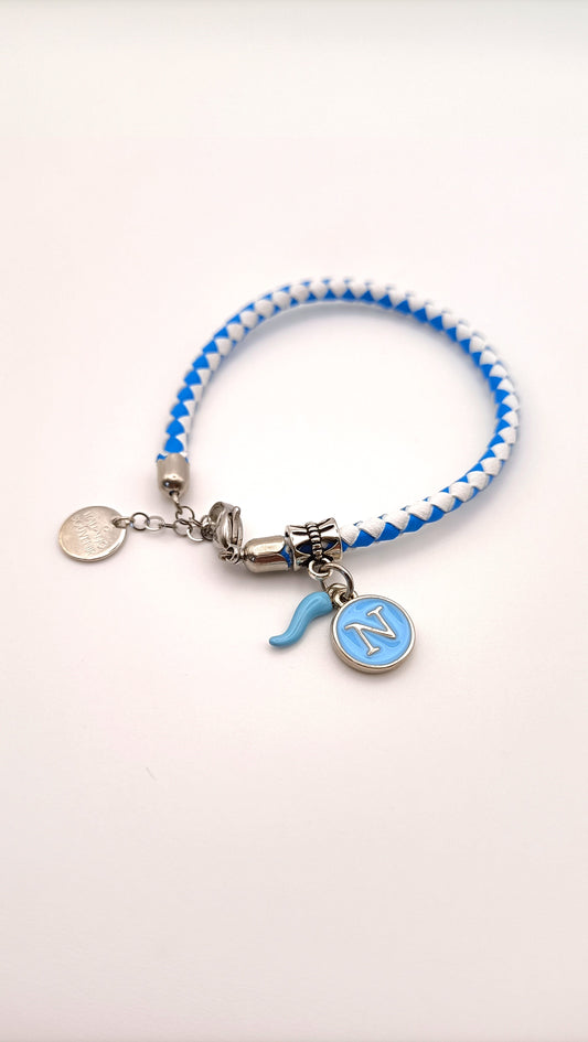 Collezione Azzurra Bracciale Artigianale con Ciondolo Azzurro NAPOLI Italy