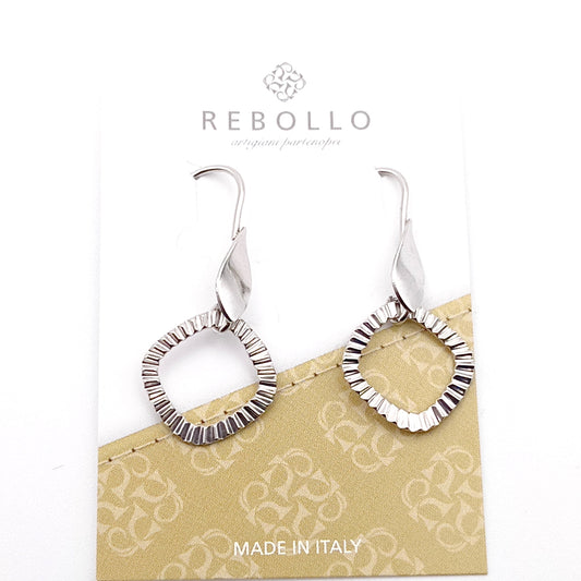 Orecchini Pendenti Argento 925 con Cerchi Martellati artigianale made in italy