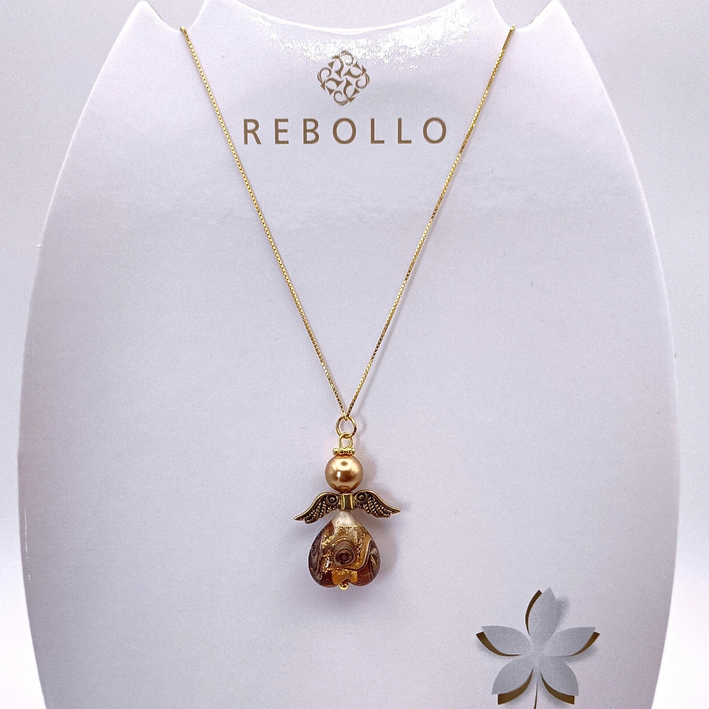 Collana natalizia con ciondolo a forma di angelo oro in Murano - ungioielloperte