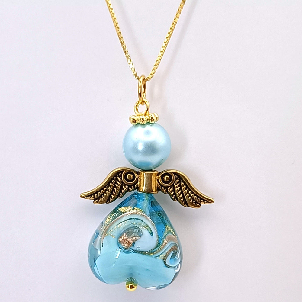 Collana con angelo in vetro di Murano a tema natalizio - ungioielloperte