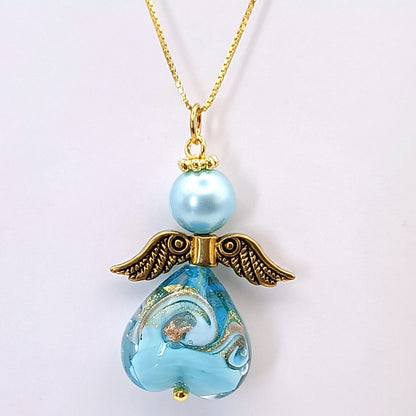 Collana con angelo in vetro di Murano a tema natalizio - ungioielloperte