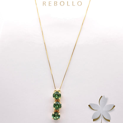 Collana dorata con pendente verticale a 3 cristalli Swarovski - ungioielloperte