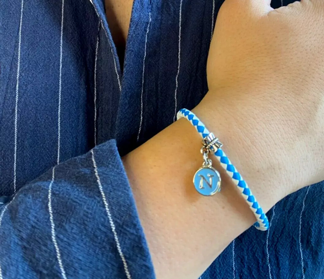 Collezione Azzurra Bracciale Artigianale con Ciondolo Azzurro NAPOLI Italy